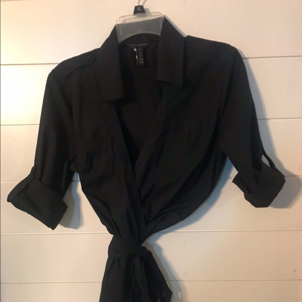 Banana Republic Black Wrap Top
